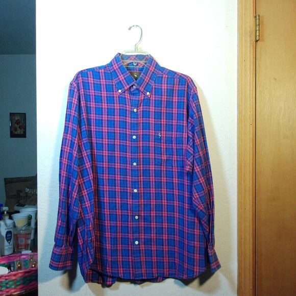 Tailorbyrd Button Down Shirt XL Plaid Pink & Blue Long Sleeves 100% Cotton - Picture 5 of 9